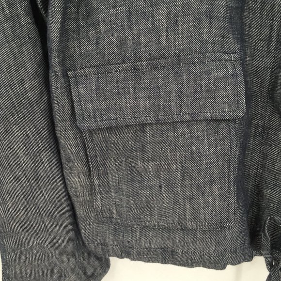 Halogen blue white linen zipper bomber jacket L - Picture 3 of 6